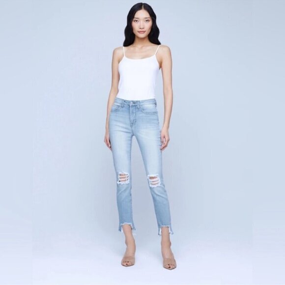 LAGENCE Jeans Denim Catalina High Line Distressed Cropped Size 27 - Picture 2 of 16